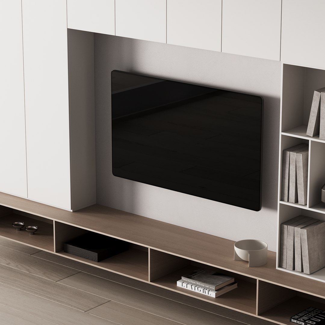 3D 501 Tv Wall Kit 11 Modern Minimal Living Room Zone With Cabinets ...