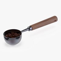 Vintage Measuring Spoon with Long Wooden Handle and Coffee Beans