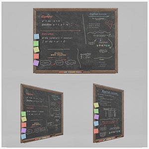 3D Classic Wooden Blackboard Trio - Customizable Writing Board Set model
