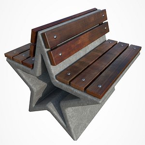 3D park bench star model