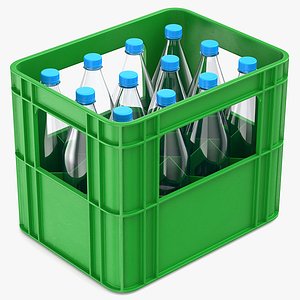 plastic crate with bottles