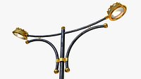 Cast iron street light lamp with 2 luminaries