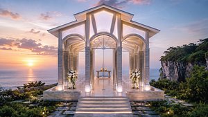 3D Luxury Ocean View Glass Wedding Chapel