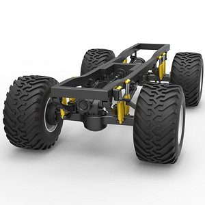 3D model Diecast Chassis of first monster truck Scale 1 to 25