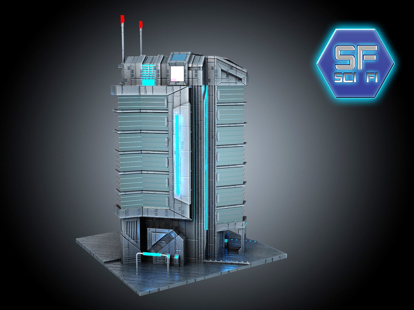 3d Sci Fi Futuristic Building Model