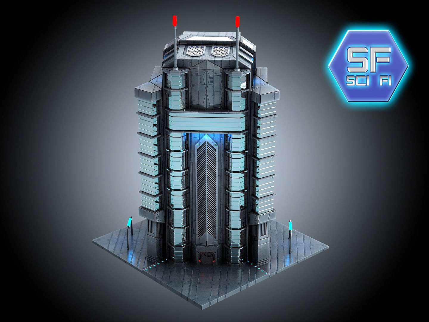 3d Sci Fi Futuristic Building Model