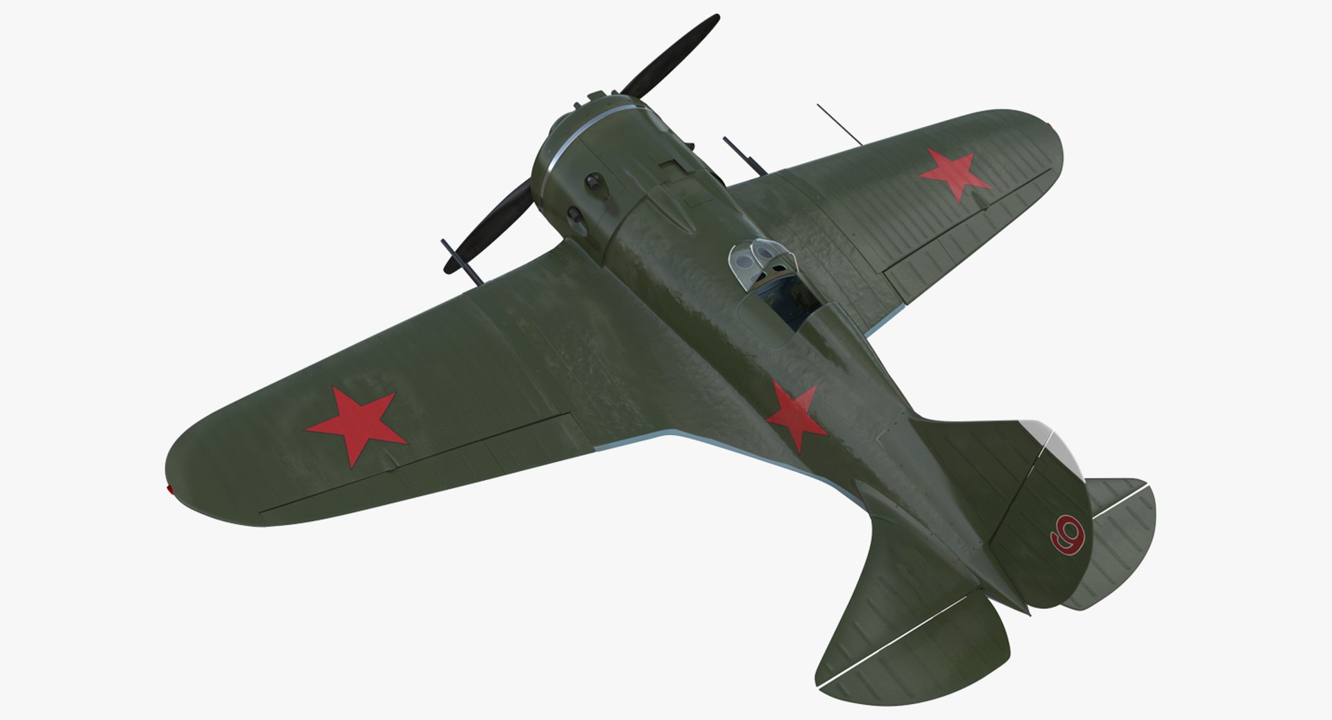 Soviet WWII Fighter Aircraft Polikarpov I-16 3D model preview