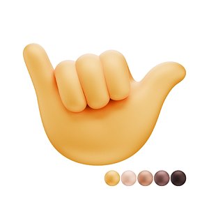 Shaka Call Me Hand Gesture 3D model