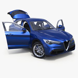 Blue Alfa Romeo Stelvio Rigged model