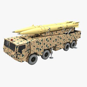 3D Zulfaghar Iranian Ballistic Missile Launcher Vehicle model