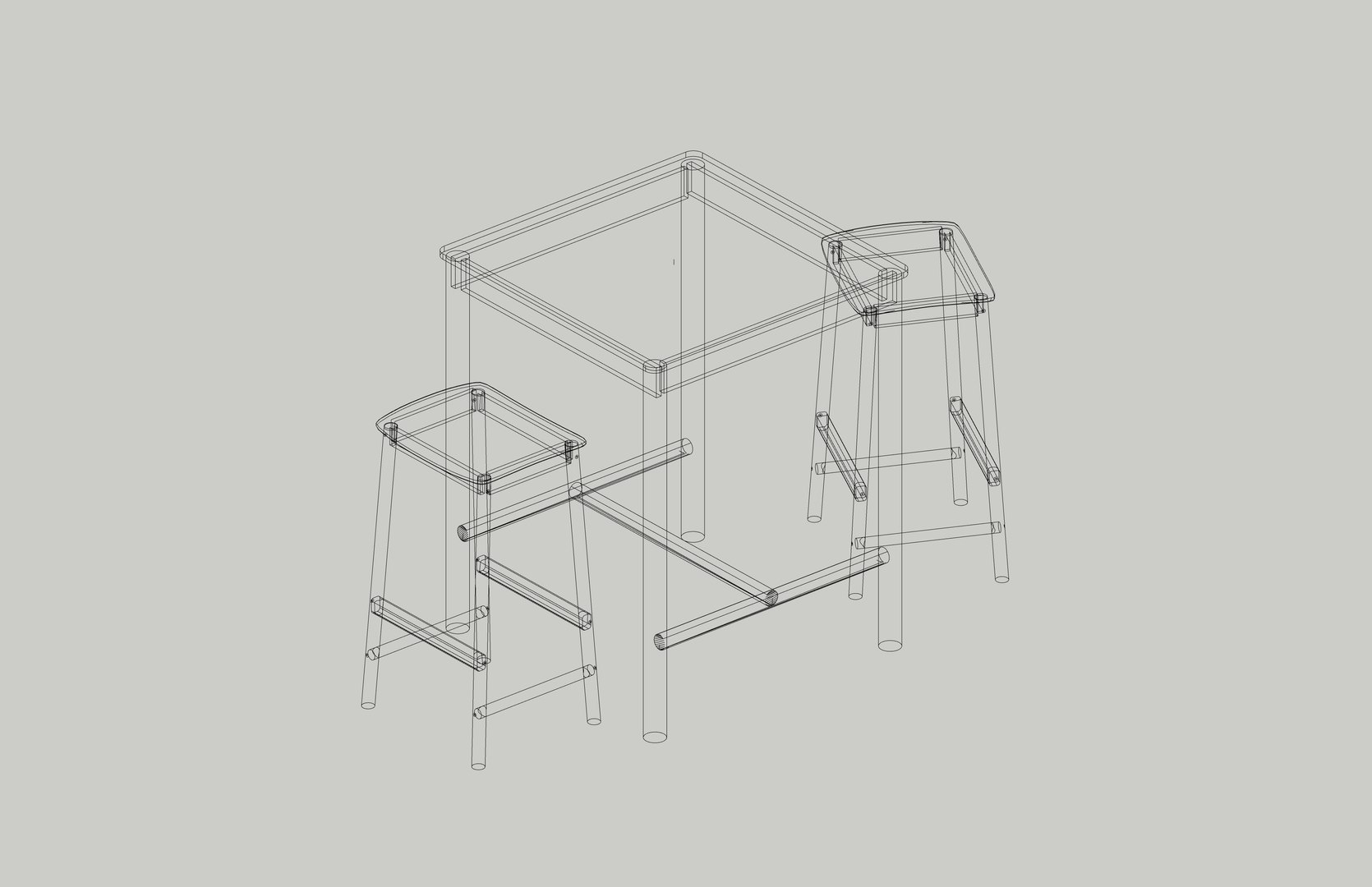 Barstool and Table IKEA RONINGE 3D - TurboSquid 2012009