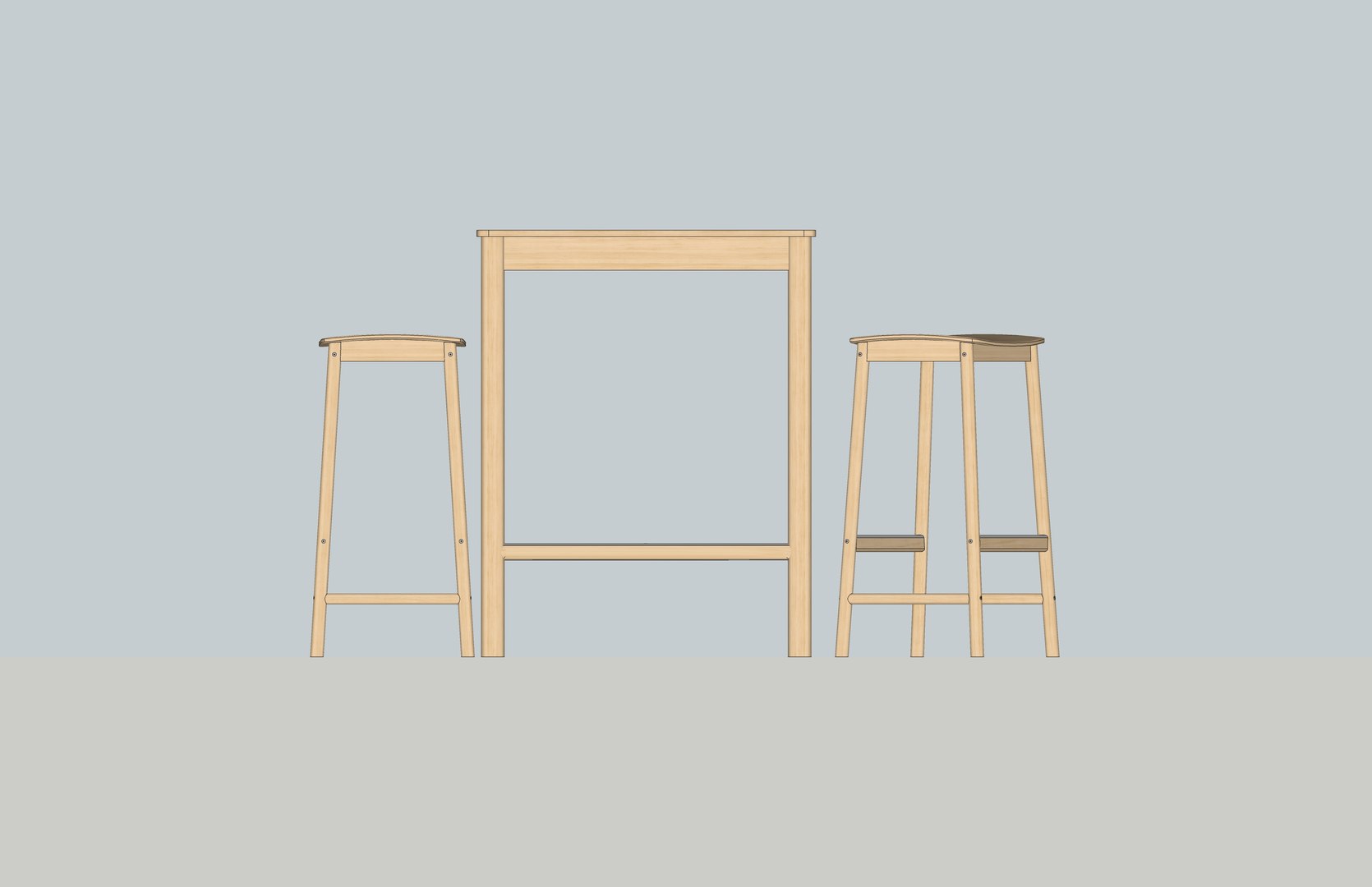 Barstool and Table IKEA RONINGE 3D - TurboSquid 2012009