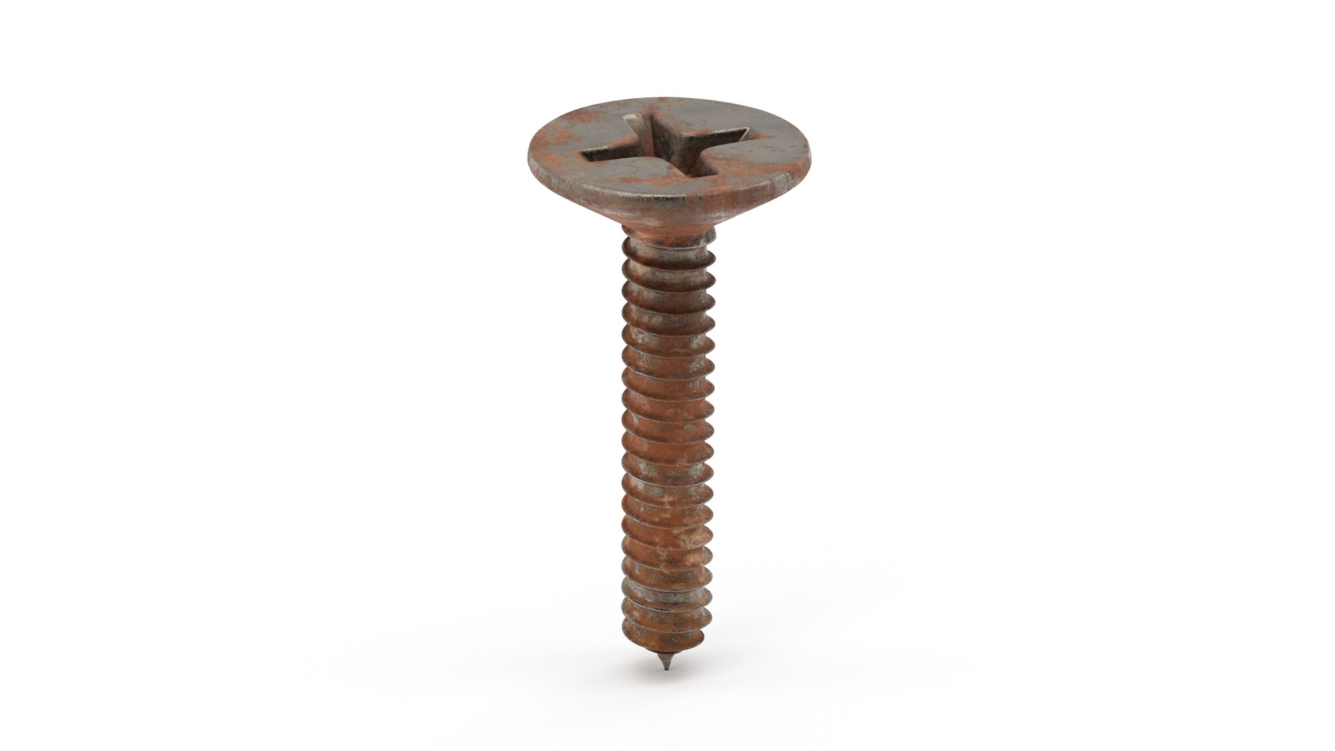 Screw - Rusty - Self Tapping Flat Head Phillips model https://p.turbosquid.com/ts-thumb/vR/iN4Olb/42/preview10/jpg/1782332131/1920x1080/fit_q87/1131130e02c2b925269635ea91f6aff84b73d5be/preview10.jpg