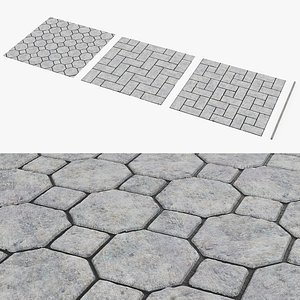Concrete Paver Set with Border Gray