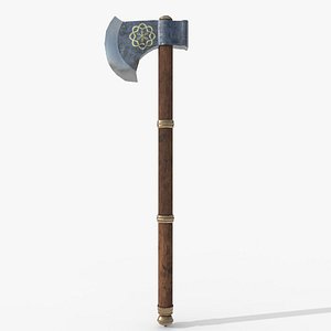 Medieval Battle Axe Photorealistic 3D
