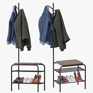 Industrial Style Coat Rack 3D model