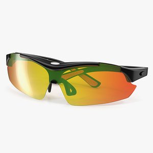 3D Black Sport Eyeglass with Orange Glasses