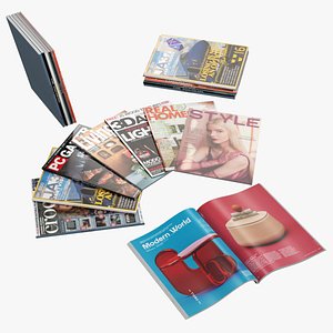 3D Magazine set in many positions for interior decoration model