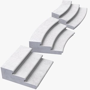 3D model Concrete Stairs Rounded Corner