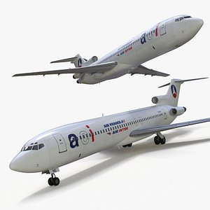 3D Air France Boeing 727 Airliner Rigged