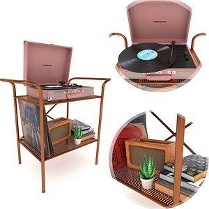 crosley vinyl stand records 3D model
