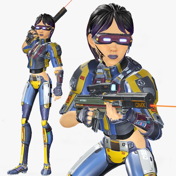 만화 3D Rigged Sci-Fi Blue Fighter Girl-Eilva 캐릭터 모델 3D 모델 - TurboSquid ...