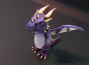Cartoon Purple Dragon Rigged Low-poly 3D model 3D model