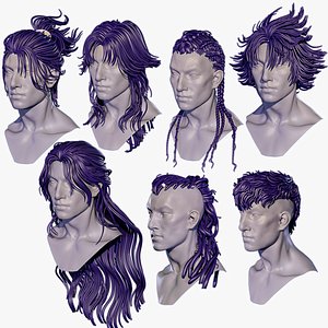7 Fantasy male hairstyles Collection with the head model included