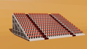 Bleacher-Tribune Low Poly Model for Gym-Arena-Stadium