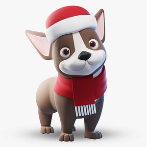 Dog Stylized Christmas cartoon 3D model