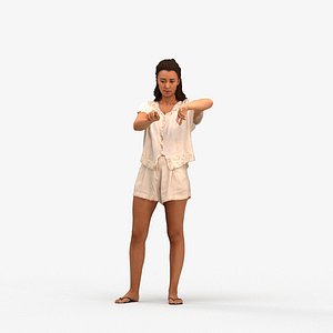 3D 00335Siti008 - Adult Caucasian woman relaxing at home in casual summer clothing