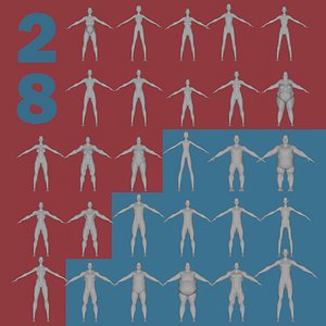 28 characters UV same mesh