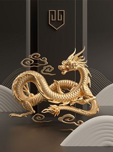 3D c4d three-dimensional dragon head model