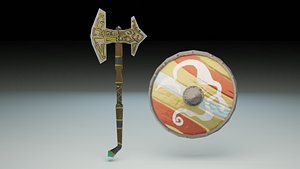 weapons vikings axe shield model