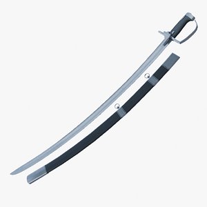 Polish Hussar Black Sabre with Scabbard 3D model