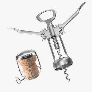 3D Wine Cork with Corkscrew Collection