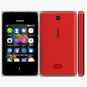 3d nokia asha 500 red model