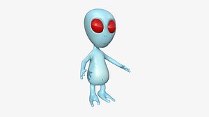 Cute Alien A08 Blue Red - Simple - Character Design 3D