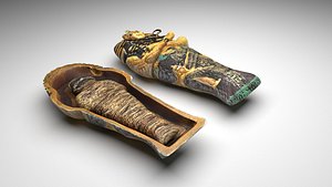 3D model Opened and Closed Ancient Egyptian Tutankhamun Mummy Coffin