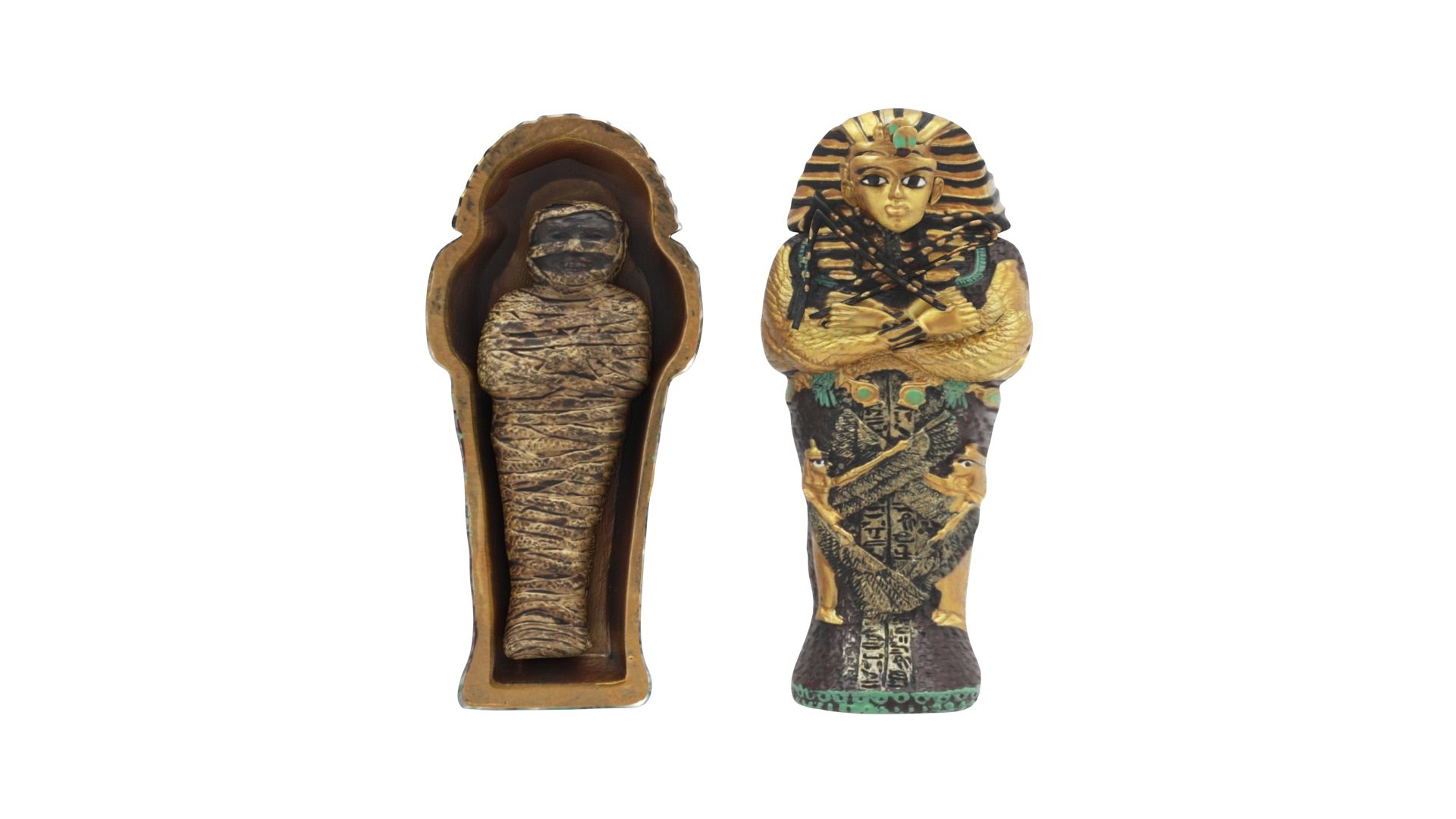 3D model Opened and Closed Ancient Egyptian Tutankhamun Mummy Coffin ...