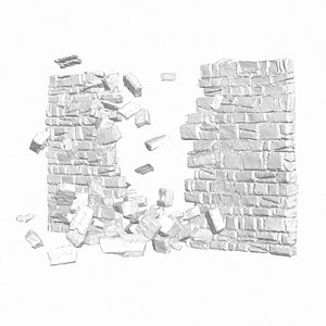 realistic stone wall collapse 3D
