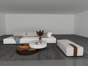 sofa set coffee table and carpet 3D model