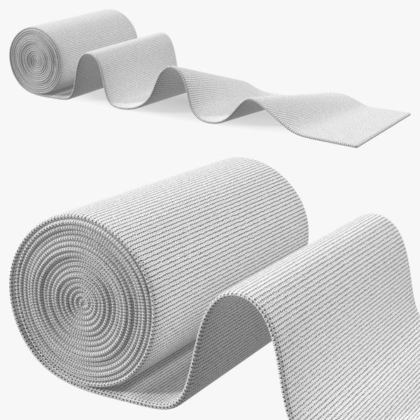 Unfolded Elastic Bandage White 3D model