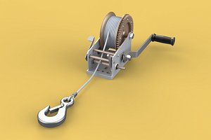 MANUAL ROTARY HAND CRANK WINCH HOIST WIRE ROPE SLING LIFT CRANE 3D