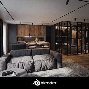 Modern apartment interior 3D