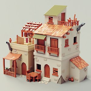 Lowpoly Mediterranean House 05 3D
