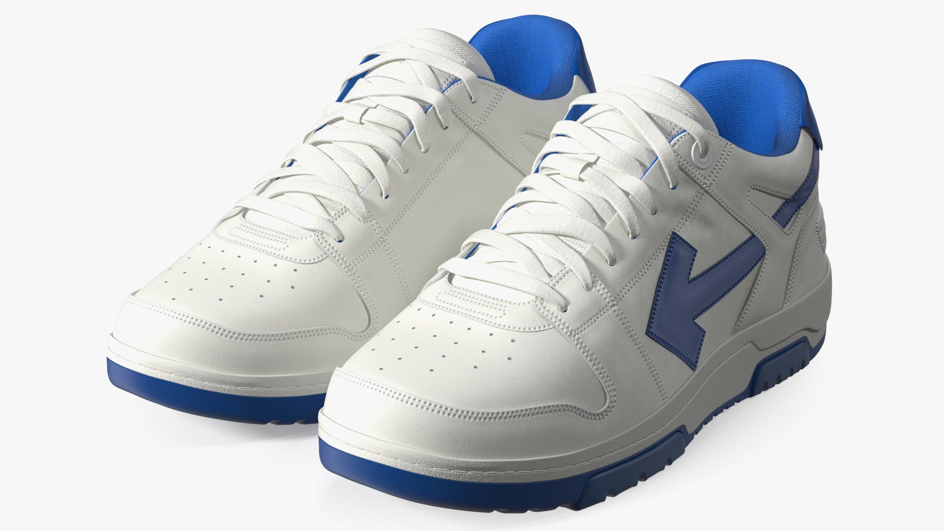 Leather Sneakers Off White Blue 3D model preview