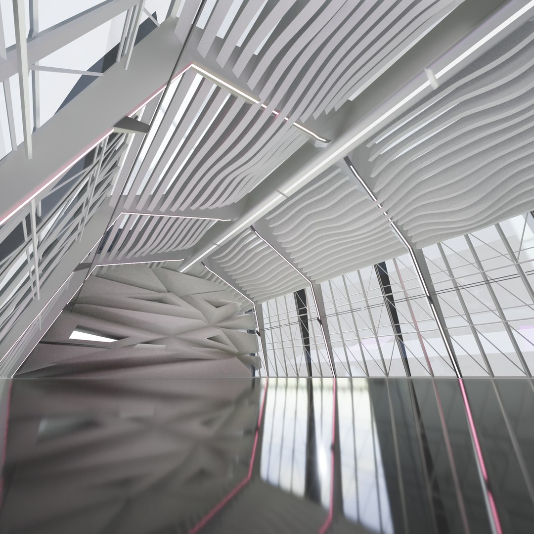 3D 3D Sci Fi Exhibition Abstract Concept Hall Inteiror Clear 3D Model ...