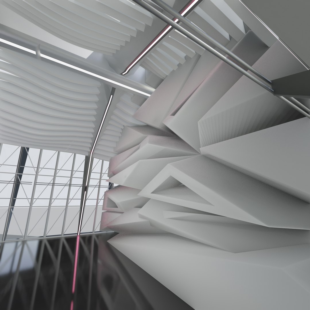 3D 3D Sci Fi Exhibition Abstract Concept Hall Inteiror Clear 3D Model ...