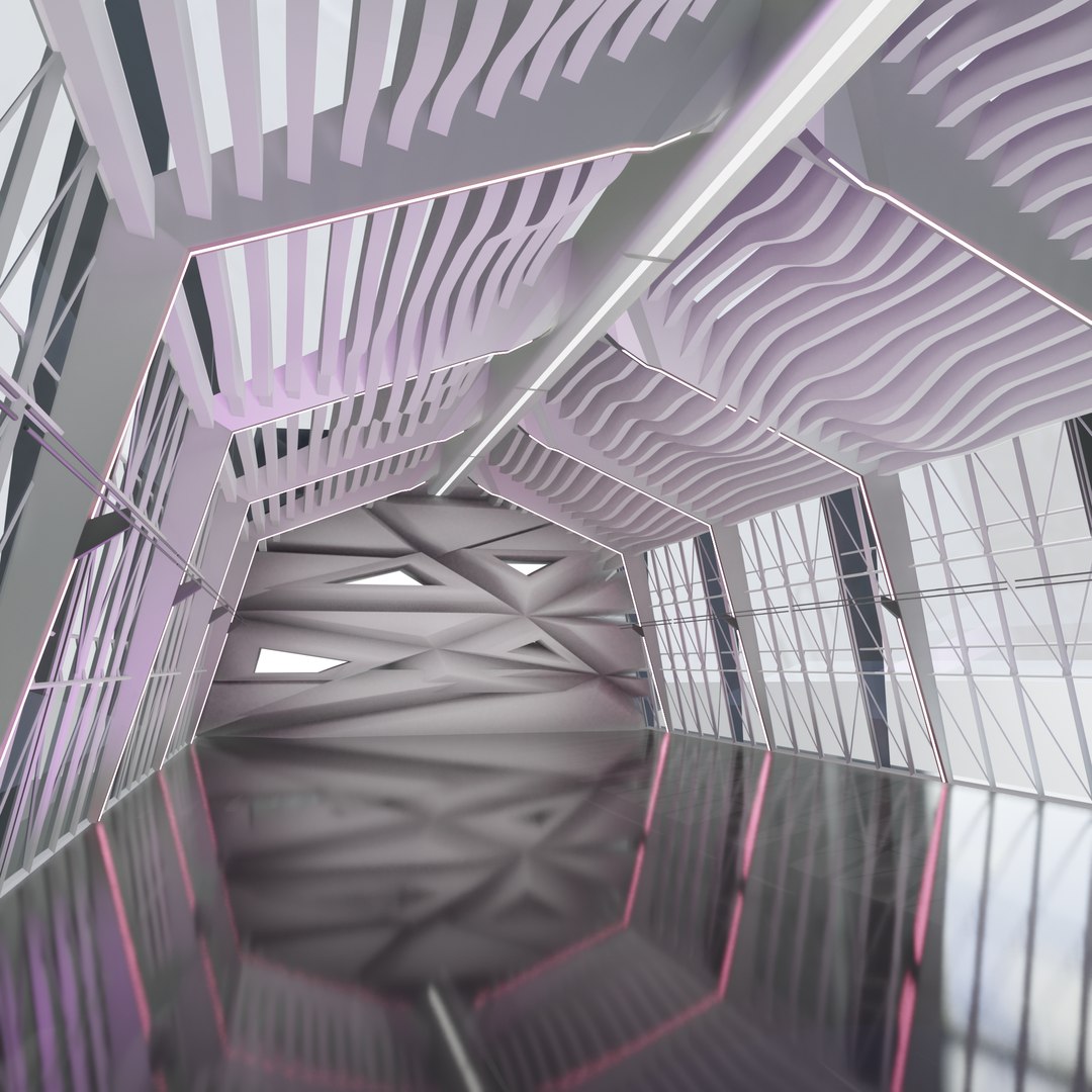3D 3D Sci Fi Exhibition Abstract Concept Hall Inteiror Clear 3D Model ...